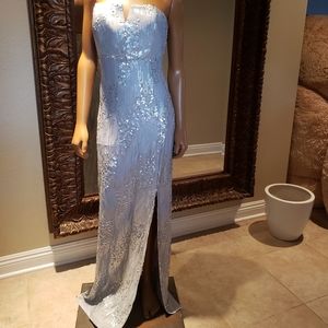 BCX Sequin Silver long formal dress